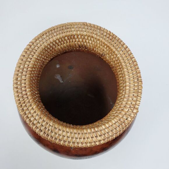 Decorative Ceramic/Clay Vase with Woven Fibers - Picture 2 of 8